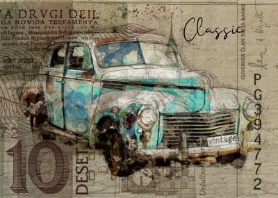 Rusty Teal – en klassisk bil av Lembayung senja studio [Vintage Poster]