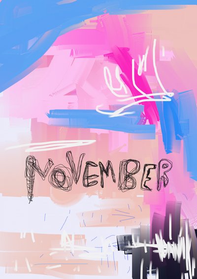 Färgsprakande november – abstrakt av Lembayung senja studio [Vintage Poster]