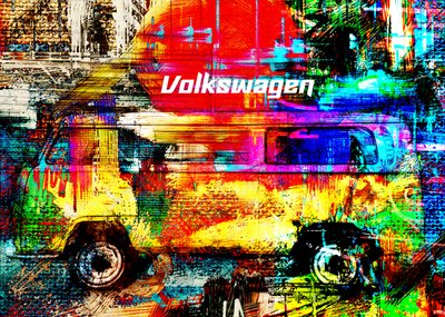 En livfull stadsbuss av Lembayung senja studio [Vintage Poster]
