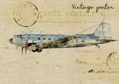 Vintage-vykort med flygplan av Lembayung senja studio [Vintage Poster]