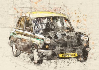 Vintage-taxi-konst av Lembayung senja studio [Vintage Poster]