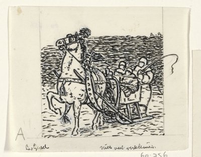 Släde dragen av en häst av Leo Gestel (signed by artist)