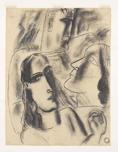Tre huvuden (originaltitel) av Leo Gestel (signed by artist)