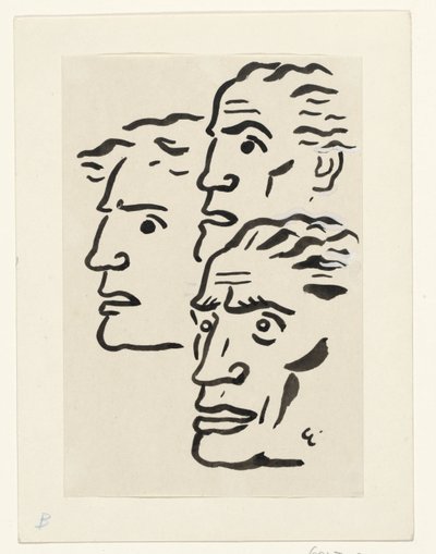 Tre mäns ansikten av Leo Gestel (signed by artist)
