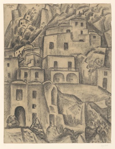 Hus på bergssluttningar av Leo Gestel (signed by artist)