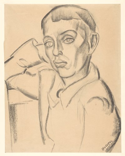 Ung man vilar huvudet på sin hand av Leo Gestel (signed by artist)