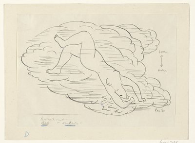 Naken kvinna i molnen av Leo Gestel (signed by artist)