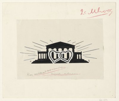 Tempel med två sammanfogade hjärtan av Leo Gestel (signed by artist)