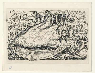 Fisk och skal i vattnet av Leo Gestel (signed by artist)