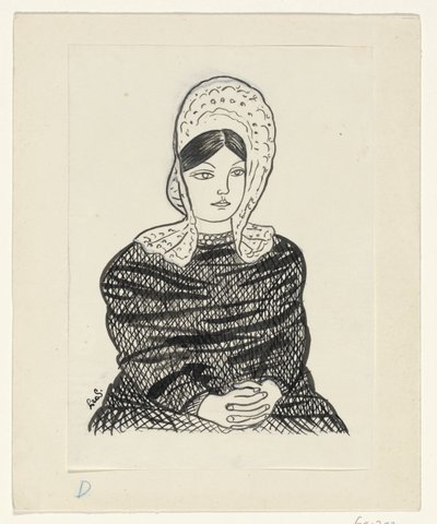 Kvinna i folkdräkt av Leo Gestel (signed by artist)