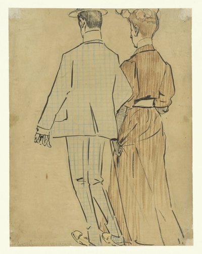 gående par av Leo Gestel (signed by artist)