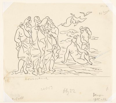 Badgäster (skiss) av Leo Gestel