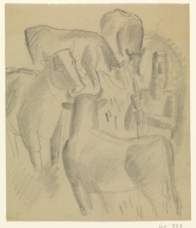 Bonde med fyra kor av Leo Gestel