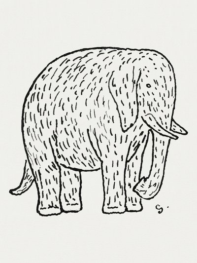 Elefant (ca 1891–1941) – teckning i hög upplösning av Leo Gestel av Leo Gestel