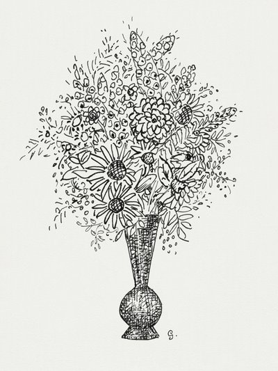 Blomvas (ca 1891–1941) – teckning i hög upplösning av Leo Gestel. av Leo Gestel