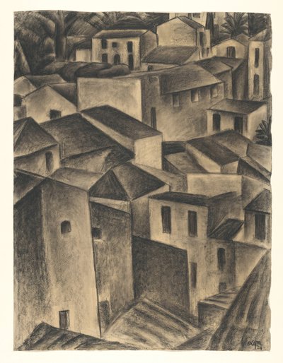 Utsikt över en italiensk by av Leo Gestel