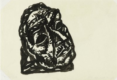 Huvudet på en man som tittar snett uppe till höger av Leo Gestel