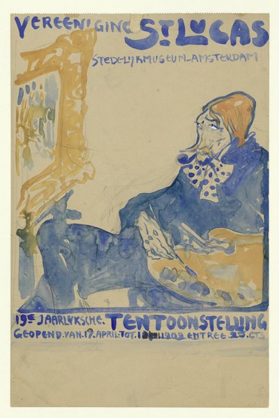 Design för affischen för den 19:e årliga utställningen av Vereening St. Lukas i Stedelijk Museum i Amsterdam av Leo Gestel