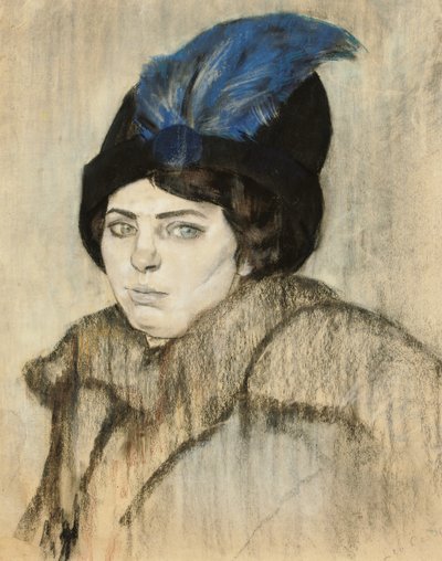 Porträtt av Marie Boendermaker-Schoenmaker (krita och pastell på papper) av Leo Gestel