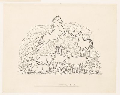 Studieblad med åtta hästar av Leo Gestel