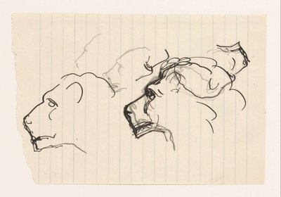 Studieark med lejonhuvuden av Leo Gestel