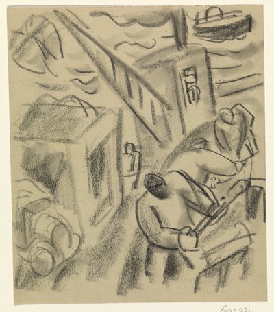 Fiskare på en fiskebåt av Leo Gestel