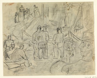 Fiskare i en hamn av Leo Gestel