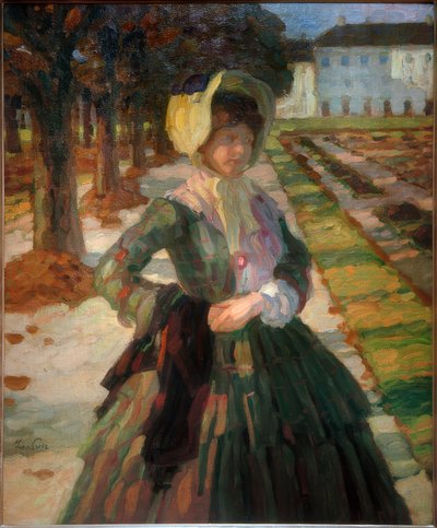 Ung kvinna i grön klänning av Leo Putz