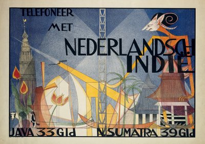 Affisch Telefon med Nederländska Ostindien Ring Nederländska Ostindien (...) (titel på objekt) av Leo Visser