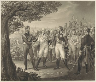 Första mötet för de allierade monarker med deras ministrar i Prag, 18 augusti 1813 av Leo Wolf