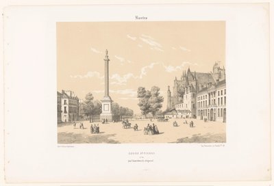 Utsikt över Place Maréchal-Foch och Cours Saint-Pierre i Nantes Nantes. Cours St. Pierre (titel på objekt) Contemporary France (serietitel) La France de nos jours (serietitel) av Leon Auguste Asselineau