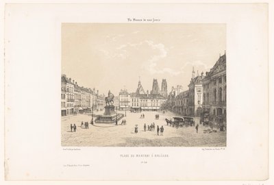 Utsikt över Place du Martroi i Orléans Place du Martroi à Orleans (titel på objekt) Contemporary France (serietitel) La France de nos jours (serietitel på objekt) av Leon Auguste Asselineau