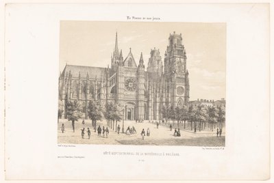 Utsikt över Orleans katedral (norra sidan) Côté septentrional de la cathédrale à Orléans (titel på objekt) Contemporary France (serietitel) La France de nos jours (serietitel på objekt) av Leon Auguste Asselineau