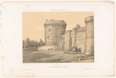 Utsikt över ett av tornen på slottet Dinan Le château de Dinan (titel på objekt) Contemporary France (serietitel) La France de nos jours (serietitel på objekt) av Leon Auguste Asselineau
