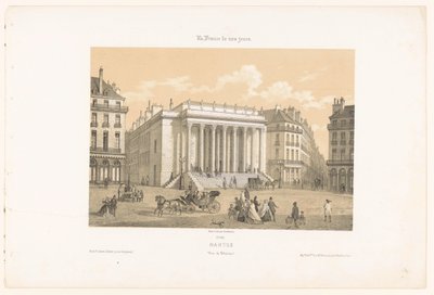 Utsikt över Théâtre Graslin i Nantes Nantes. Vue du theater (titel på objekt) Contemporary France (serietitel) La France de nos jours (serietitel på objekt) av Leon Auguste Asselineau