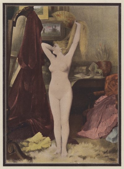 Modellen (färg litho) av Leon Auguste Cesar Hodebert
