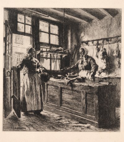 Inredning av en slaktare. av Leon Augustin Lhermitte