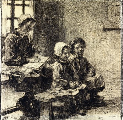 Små flickor på skolan i Mont-Saint-Pere, av Leon Augustin Lhermitte