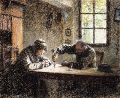 Man och kvinna dricker konjak, av Leon Augustin Lhermitte