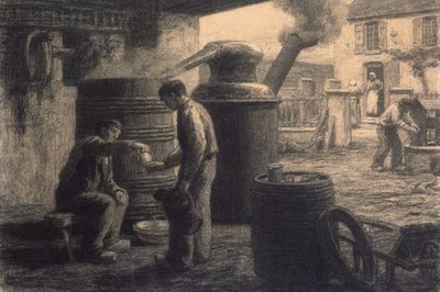 Destilleriet; The Tasters of Eau-de-Vie-de-Marc eller The Still, c.1872 av Leon Augustin Lhermitte