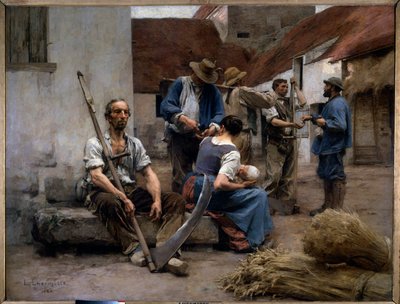 Lönelistan för skördare på en gård, en av dem har en falsk. Målning av Leon Augustin Lhermitte (1844-1925) 1882 Sön. 2,15x2,72 m Paris, musee d