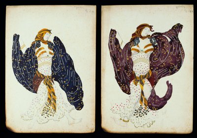 Ett par kostymdesigner för kvinnliga dansare från "Juive" av Leon Bakst