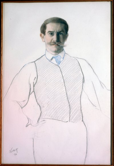 Autoporträtt (Självporträtt) - Teckning av Leon Bakst (1866-1924), mått 32,6 x 28,6 cm av Leon Bakst