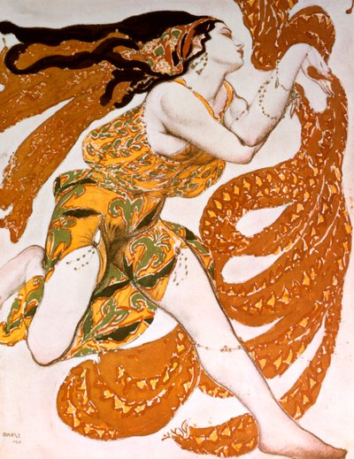 Bacchante, kostymdesign för en Ballets Russes-produktion av Tcherepnins Narcisse, 1911 av Leon Bakst