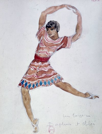 Ryggdräkt för "Daphnis och Chloe" av Michel Fokine av Leon Bakst