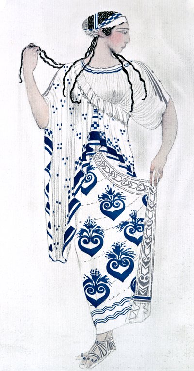 Kostymdesign för Ida Rubinstein som Helen i baletten Helen of Sparta, 1912 av Leon Bakst
