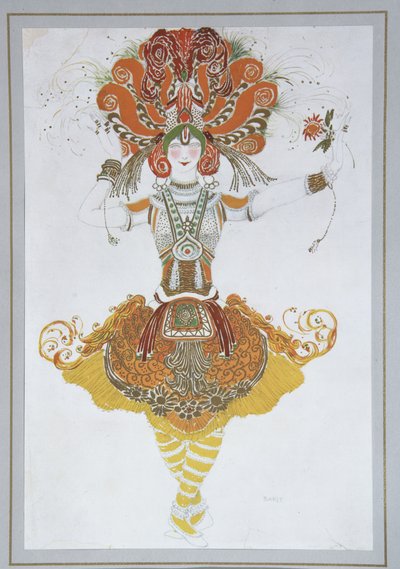 Kostymdesign för Tamara Karsavina i baletten The Firebird L