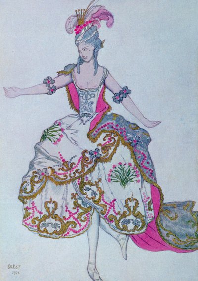 Kostymdesign för The Fairy Carnation, från Sleeping Beauty av Leon Bakst