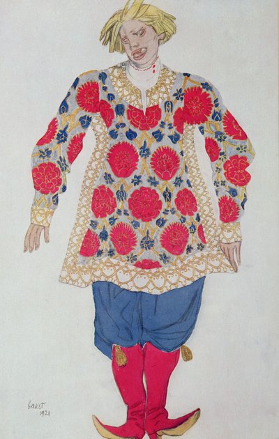 Kostymdesign för The Russian Buffoon, från Sleeping Beauty av Leon Bakst