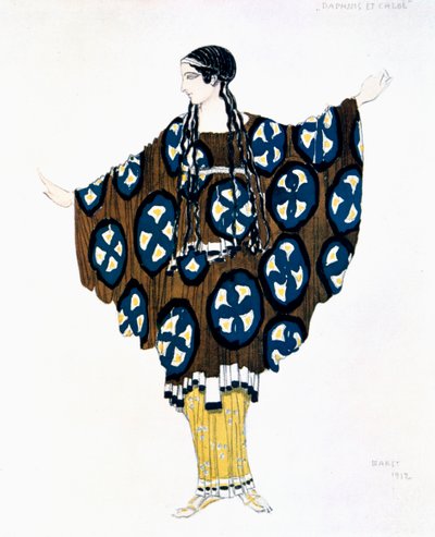 Kostymdesign för en Ballets Russes-produktion av Ravels Daphnis et Chloe, 1912 av Leon Bakst
